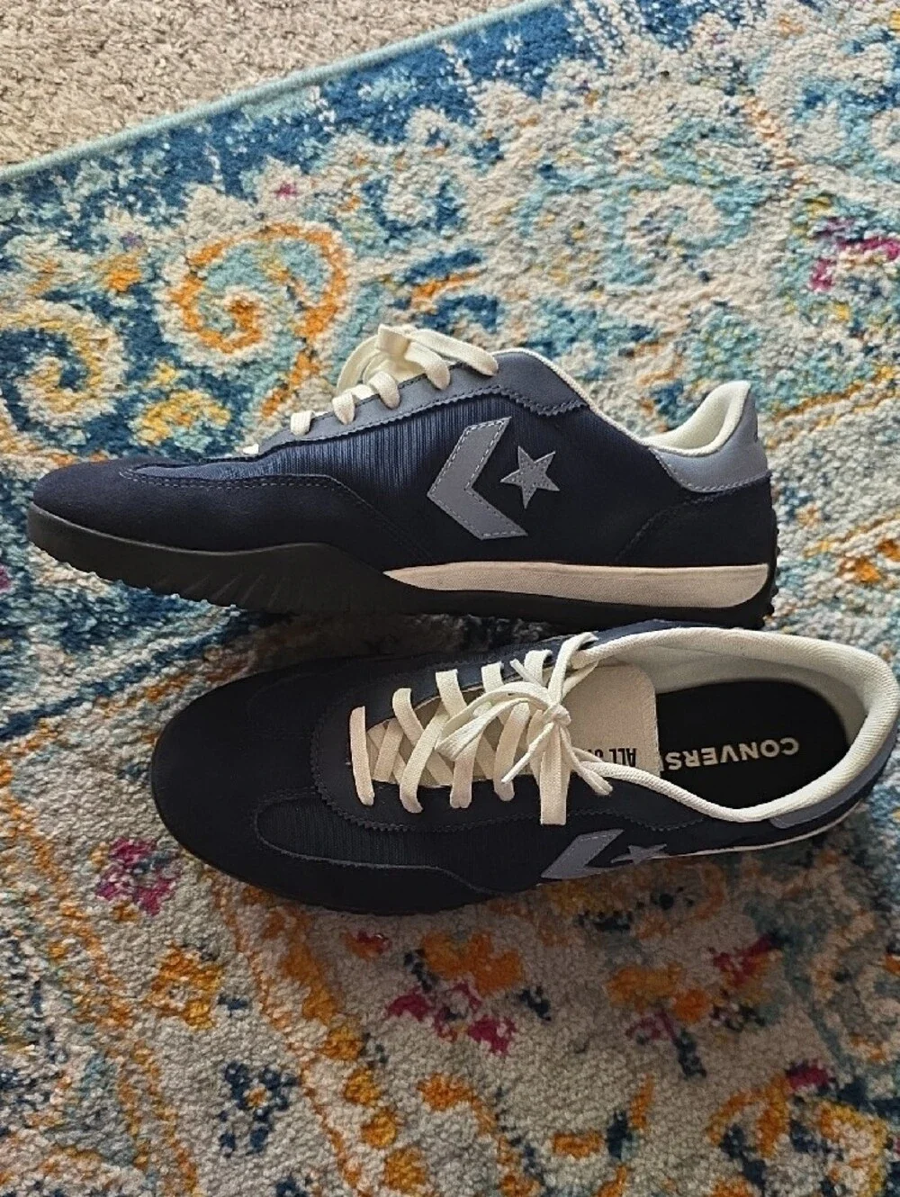 Converse Men’s Navy and Light Blue Low-Top Sneakers - Picture 3 of 5